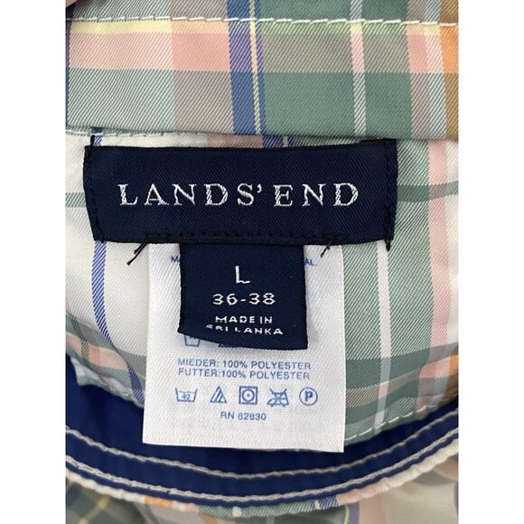 Lands' End Pastel Plaid Board Shorts Men's L 36-38 Nylon Meshed Lined Trunks - Picture 5 of 6